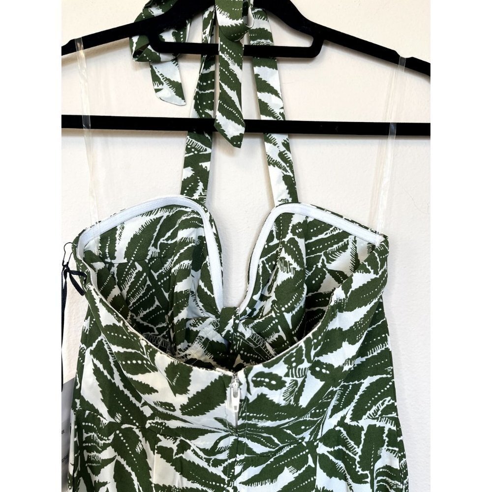 NWT Unique Vintage Green Tropical Print Halter Jumpsuit 4 - Picture 14 of 16